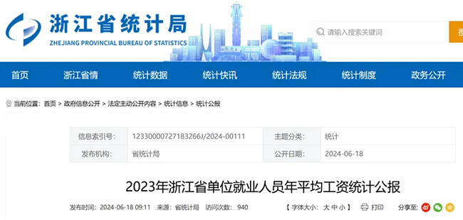 最新！2023年浙江省平均工資出爐！你是什么段位？社?；鶖狄惨{整了？